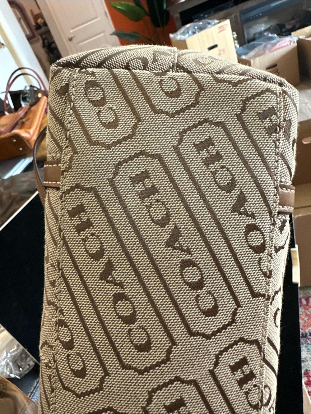 COACH #061 Lozengo Signature Tote with Pink Strip Accent - Picture 5 of 13